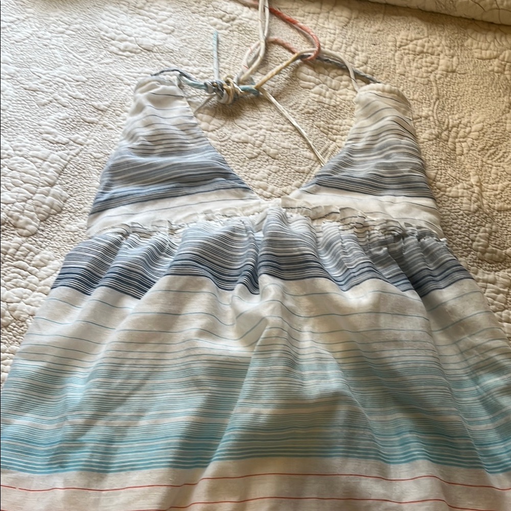O'Neill Blue and White Halter Maxi Sundress